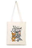 Tom ve Jerry %100 Pamuk Bez Omuz Çantası
