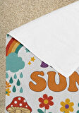 Here Comes The Sun Desenli Renkli Plaj Havlusu – Retro Güneş & Gökkuşağı Tasarım