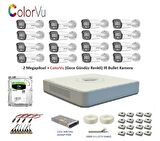 Hikvision 2mp 16 kameralı Dış ortam AHD HD-TVI ColorVu Gece Renkli Kamera Seti 500GB Disk