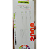 Hm-509 Smart Techno Quıck Charger 3'in'1 Çoklu 2mt Usb Şarj Kablosu 