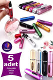 5 Adet Taşınabilir Mini Doldurmalı Parfüm Şisesi Cep Parfümü Seyahat Tipi Çanta İçi 5 ml