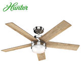 Hunter - Claudette Parlak Nikel - 132 Cm. Aydınlatmalı Uzaktan Kumandalı Tavan Vantilatörü