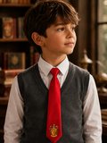 Harry Potter Gryffindor Kravat Kırmızı Renk Ayarlanabilir Lastikli 3-10 Yaş Unisex Çocuk Kravatı