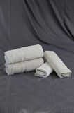 %100 Pamuk Soft Çift Kişilik 4'lü Hamam Seti Mavi-beyaz