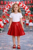 Kız Çocuk Kırmızı Deri Etek Kloş Model – Okul ve Bayram Etkinlik Eteği 5-13 Yaş