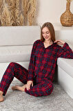 Nisanca Uzun Kollu Milan Gömlek Pijama Takımı- Soft Seri 