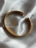 ÇELİK VINTAGE TIRTIKLI UNİSEX KALIN BİLEKLİK GOLD RENK