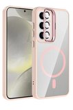 Samsung Galaxy S25 Remim Lensli Magsafe Standlı Kapak - Pembe