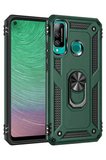 Huawei P40 Lite E Kılıf Sofya Yüzüklü Silikon Kapak - Yeşil-(5796)