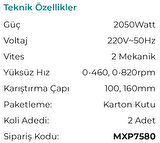 MAX EXTRA MXP7580 Profesyonel Elektrikli Boya Harç Karıştırma Mikseri Makinası 2050 Watt