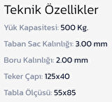 İBTAŞ 500 KG Yük Paket Eşya Kargo Malzeme Ürün Taşıma Arabası 55x85cm