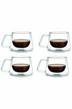 Goya 2 Adet Çift Yalıtımlı Sıcaklığı Koruma Çift Cidarlı Kahve Espresso Bardak Kupa - 250 ML