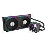 Dragos AquaForge 240 Intel-AMD 240MM LCD Ekranlı ARGB Siyah Sıvı Soğutucu