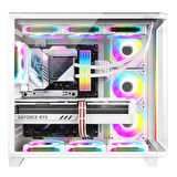 Dragos Ocean Curved Pro V2  Beyaz 7x Argb Fan USB 3.0 Type-C 750W 80+ ATX Bilgisayar Kasası Beyaz