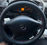 DİKİŞLİ DİREKSİYON KILIFI İTHAL SİYAH DERİ KIRMIZI DİKİŞLİ MERCEDES SPRİNTER 2013 ONCESİ