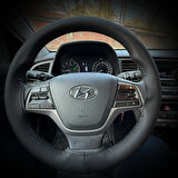 DİKİŞLİ DİREKSİYON KILIFI İTHAL SİYAH DERİ SİYAH DİKİŞLİ HYUNDAİ ELENTRA İÇİN