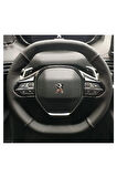DİKİŞLİ DİREKSİYON KILIFI İTHAL DAMARLI/NOKTALI DERİ SİYAH DİKİŞLİ PEUGEOT 3008/2008 İÇİN
