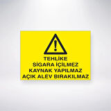 Tehlike Sigara İçilmez Kaynak Yapılmaz Açık Alev Bırakılmaz Sticker 20X28 Cm