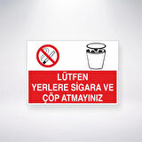 Lütfen Yerlere Sigara ve Çöp Atmayınız Sticker 20X28 Cm