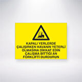 Kapalı Yerlerde Çalışırken Havanın Yeterli Olmasına Dikkat Edin Çalışma Bittiği An Forklifti Durdurun Sticker 20X28 Cm