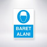 Baret Alanı İş Güvenlik Panosu 21x35 Arkası Yapışkanlı Levha