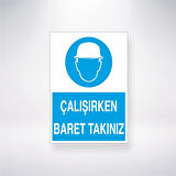 Çalışırken Baret Takınız Sticker 20X28 Cm