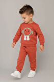 Erkek Çocuk Nakışlı İki Parça Eşofman Takımı %100 Pamuk