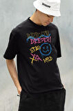 Breath Deeper ! Stay Wild Baskılı Unisex Oversize Tişört