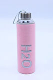 600 Ml Pembe Kılıflı Cam Matara