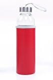 500ml Deri Kılıflı Kırmızı Cam Matara
