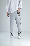 Çizgi Roman Detaylı Gri Jogger Pantolon