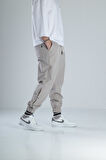Paça Detaylı Bej Jogger Pantolon