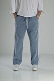 Yanı Şeritli Mavi Baggy Pantolon