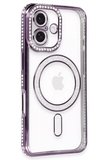 Newface Apple iPhone 16 Kılıf Joke Simli Magneticsafe Kılıf - Derin Mor