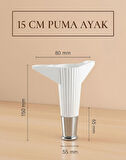 İmt Aksesuar Puma 15 cm Beyaz-Krom 6'lı Set Mobilya Kanepe Tv Ünitesi Dolap Konsol ve Destek Ayağı