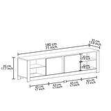 TV Sehpası Arzu Cam Raflı Kilim LED'li 180 cm