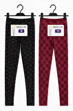 2'li Kışlık Şardonlu Baskılı Çocuk Tayt Seti - Sıcak ve Esnek - Siyah - Bordo