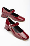 Bordo Rugan Günlük 4 Cm Topuklu Bayan Ayakkabı