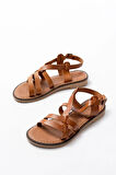 205-05 Taba Ortopedik Hakiki Deri Kadın Sandalet