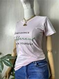 Confidence Baskılı Pembe Tshirt