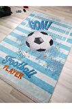 Futbol Saha Desenli Yeşil  Halı Yıkanabilir Kaymaz Taban Çocuk Odası