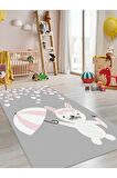 Tavşan Desenli Halı Yıkanabilir Kaymaz Taban Bebek ve Çocuk Odası