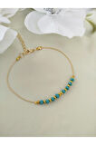 GOLD ZİNCİR TURKUAZ KRİSTAL  HALHAL