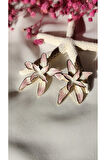 LOTUS ÇİÇEK METAL GOLD PEMBE KÜPE