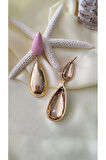 DAMLA MİNE METAL GOLD PEMBE KÜPE