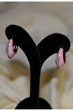 MİNELİ YARIM HALKA METAL GOLD PEMBE KÜPE