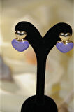 DOLGU KALP İKİLİ METAL GOLD LİLA KÜPE