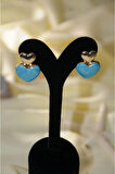 DOLGU KALP İKİLİ METAL GOLD TURKUAZ KÜPE