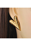 DİKEY SİVRİ KALP METAL GOLD KÜPE