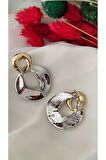 ÇİFT HALKA  METAL SİLVER GOLD KÜPE